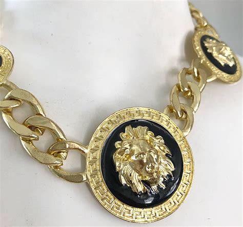 versace inspired jewelry|authentic Versace lion necklace.